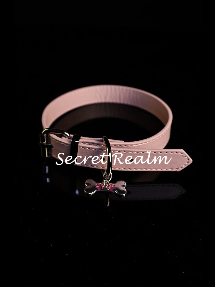Leather Dog Collar with Bone Charm