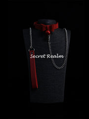 Ensemble collier et laisse BDSM bordeaux pour poupées