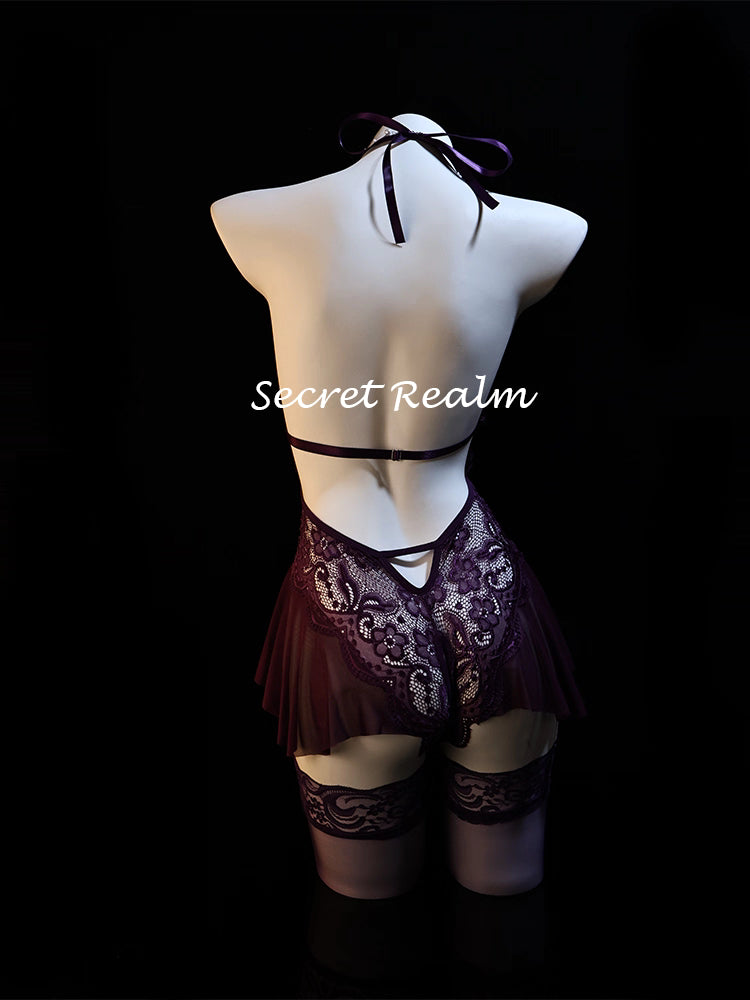 Body violet sexy en dentelle