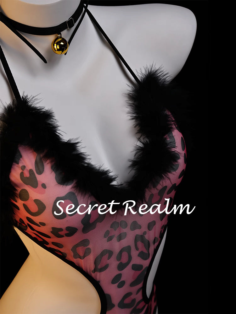 Sexy Maid Pink Leopard Print Set