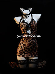 Ensemble de Lingerie Sensuel Imprimé Léopard