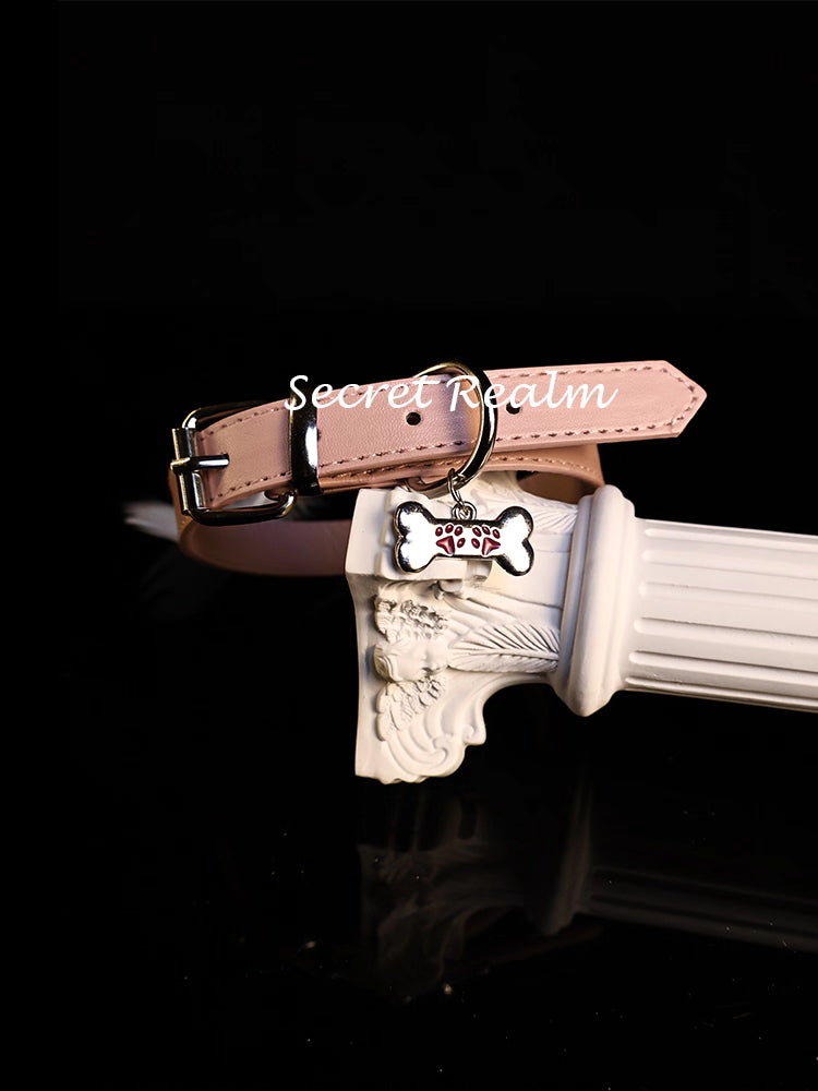 Leather Dog Collar with Bone Charm