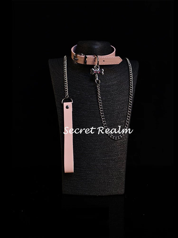 Leather Dog Collar with Bone Charm
